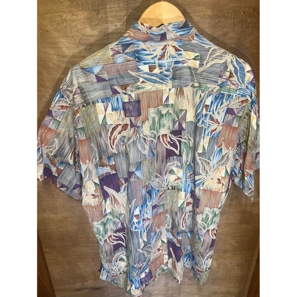 Tori Richard Honolulu Mens XL Cotton Lawn Abstract Geometric Button Down Shirt - Picture 3 of 3
